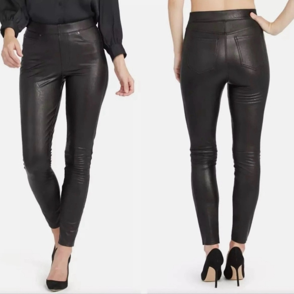 SPANX Black Vegan Leather Pants - Small